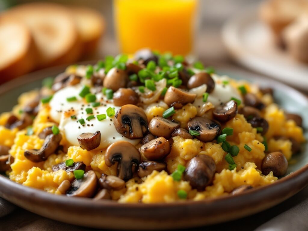 Lion's Mane Mushroom Scramble