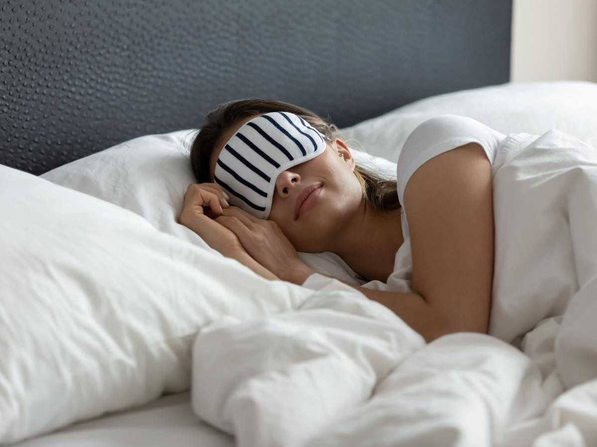 Girl sleeping with sleepmask