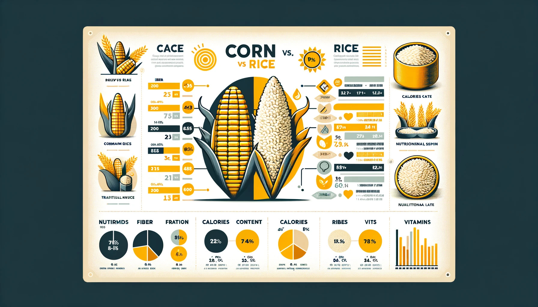 An infographic comparing the nutritional values of corn and rice