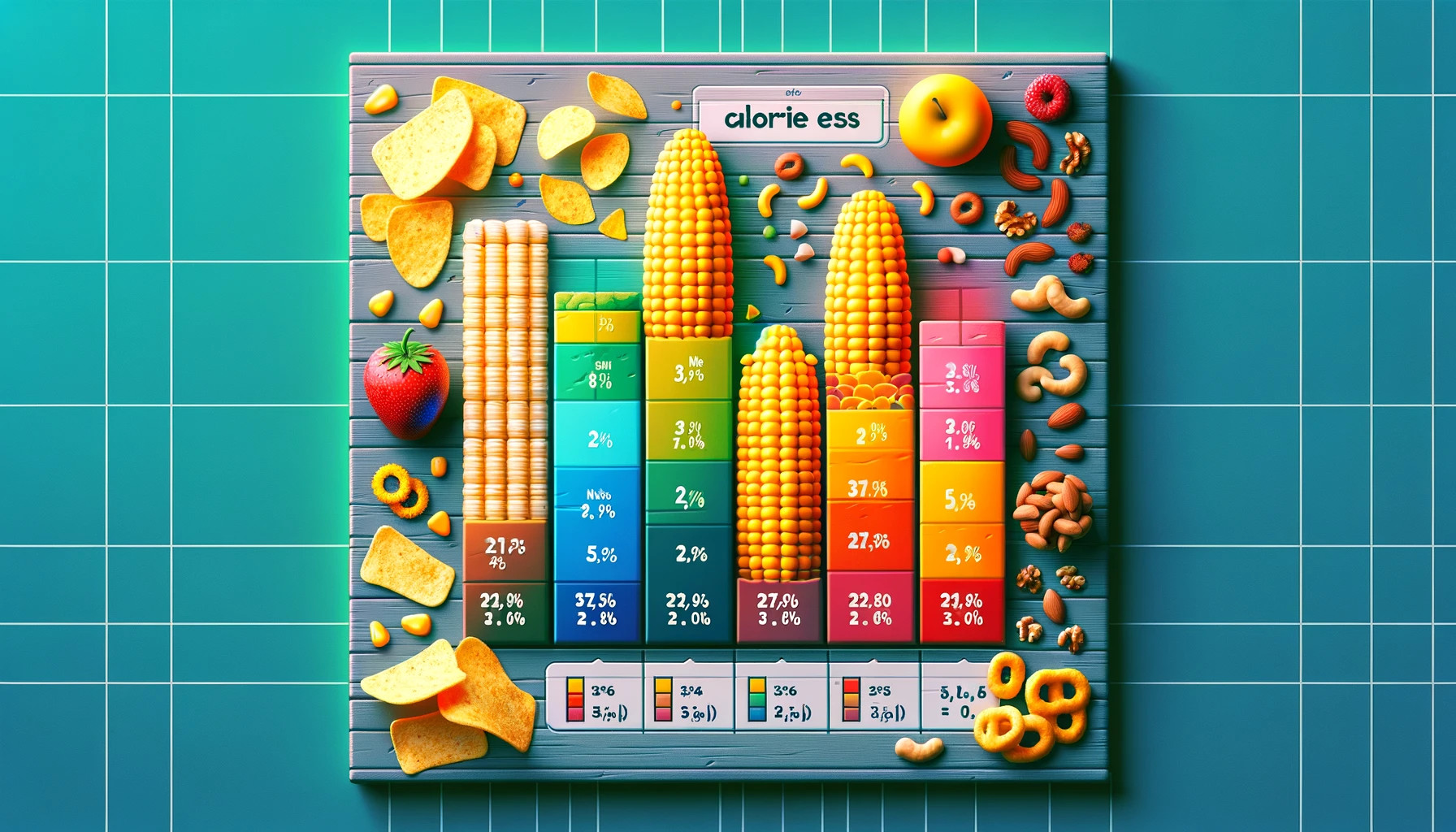 bar graph comparing the calorie counts of different snack options, with corn on the cob as the lowest calorie choice.