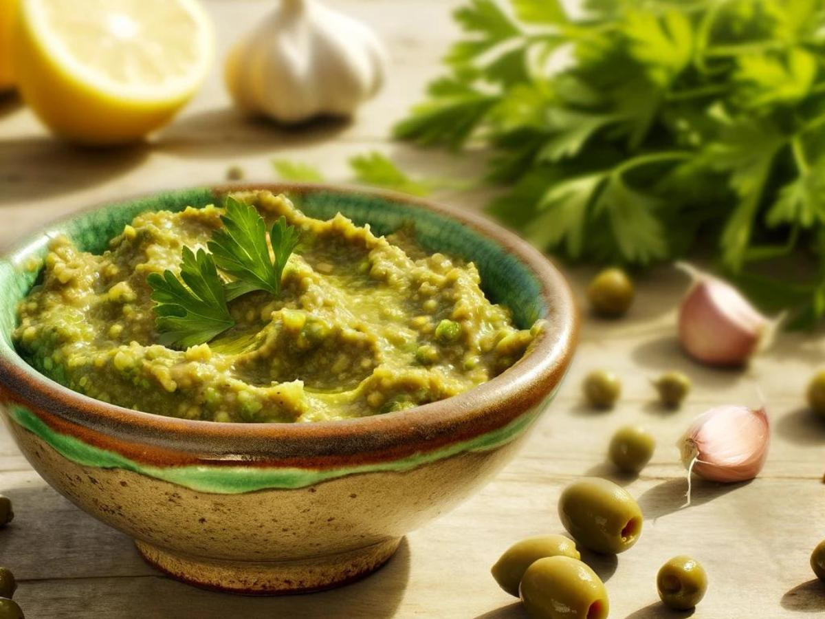 green olive tapenade in a bowl