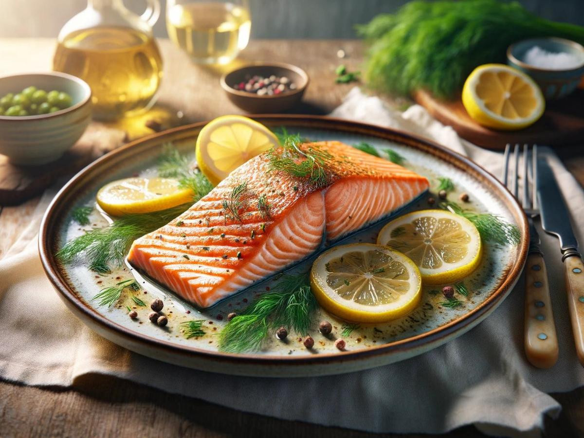 Lemon herb grilled salmon with dill and parsley