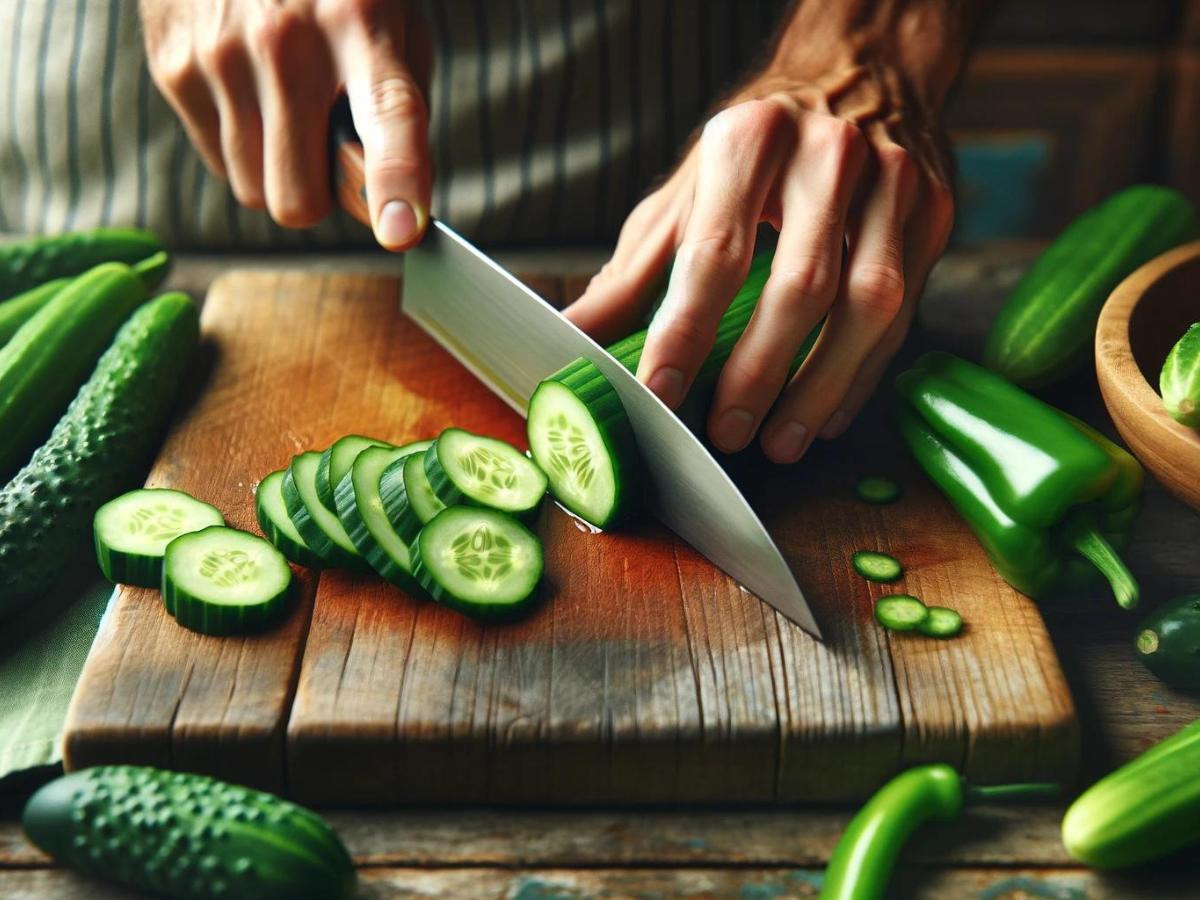 cutting cucumber