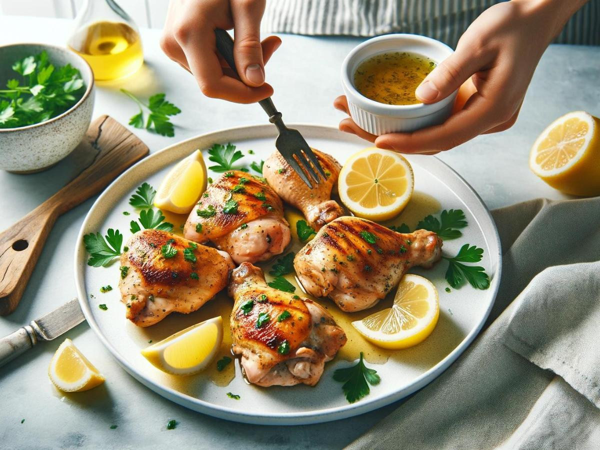 grilled greek chicken thighs with lemons