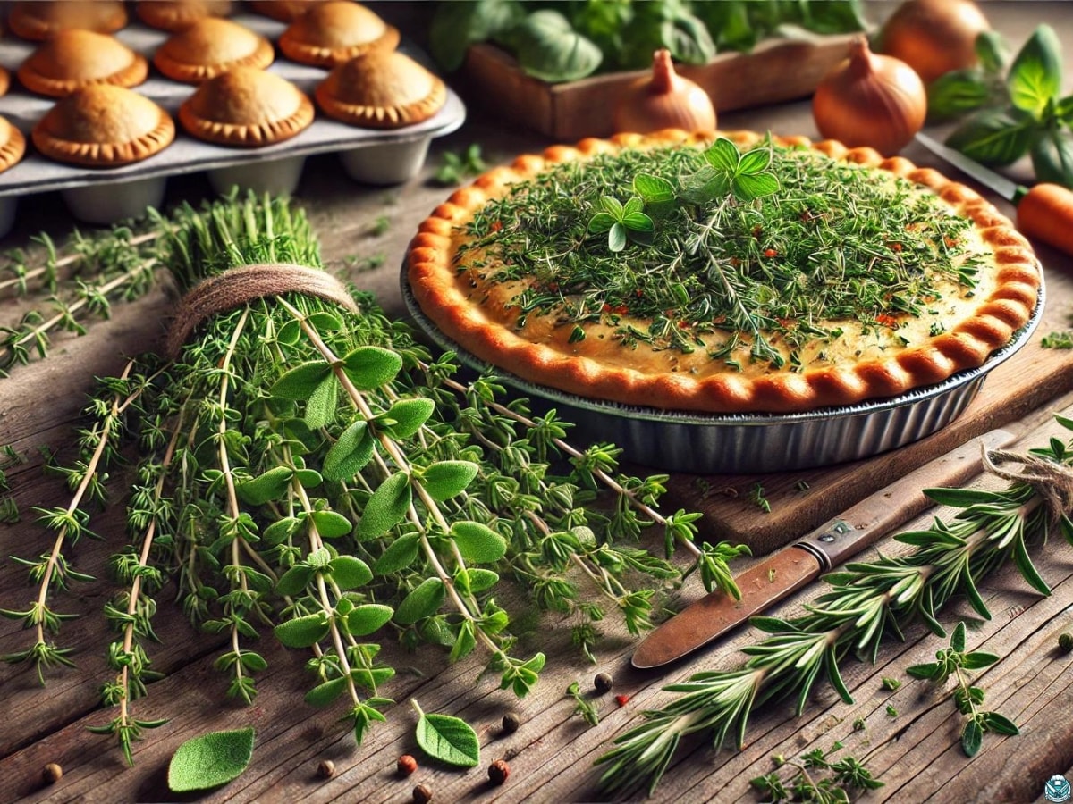 fresh herbs and pot pie