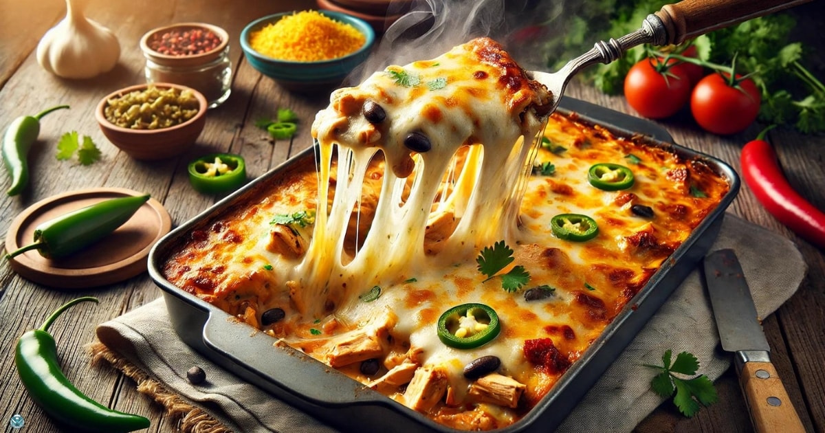 Serving chicken enchilada casserole