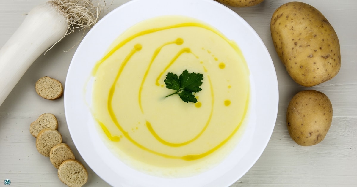 Potato Leek Soup in a bowl