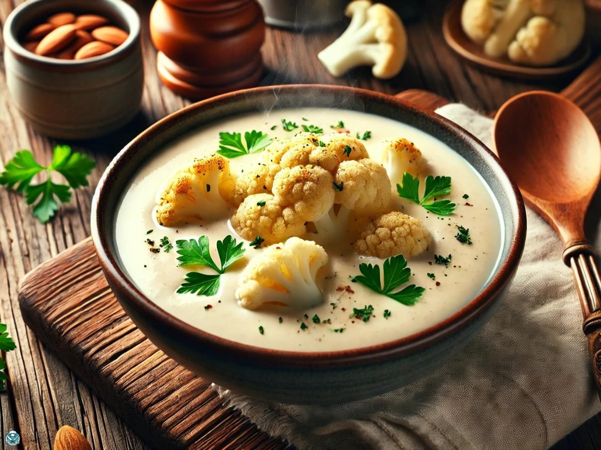 Cauliflower soup with chicken broth