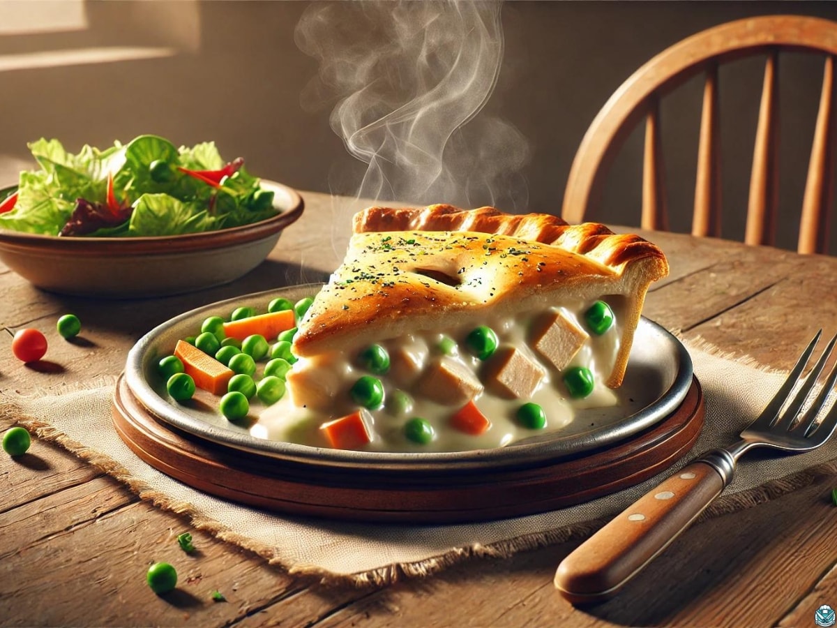 chicken pot pie and salad