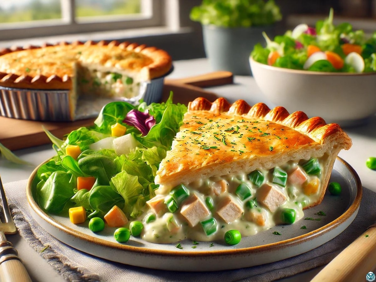 chicken pot pie and a salad