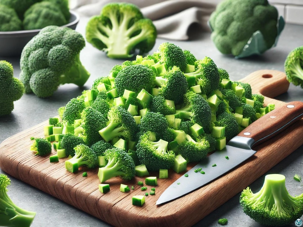 chopping broccoli