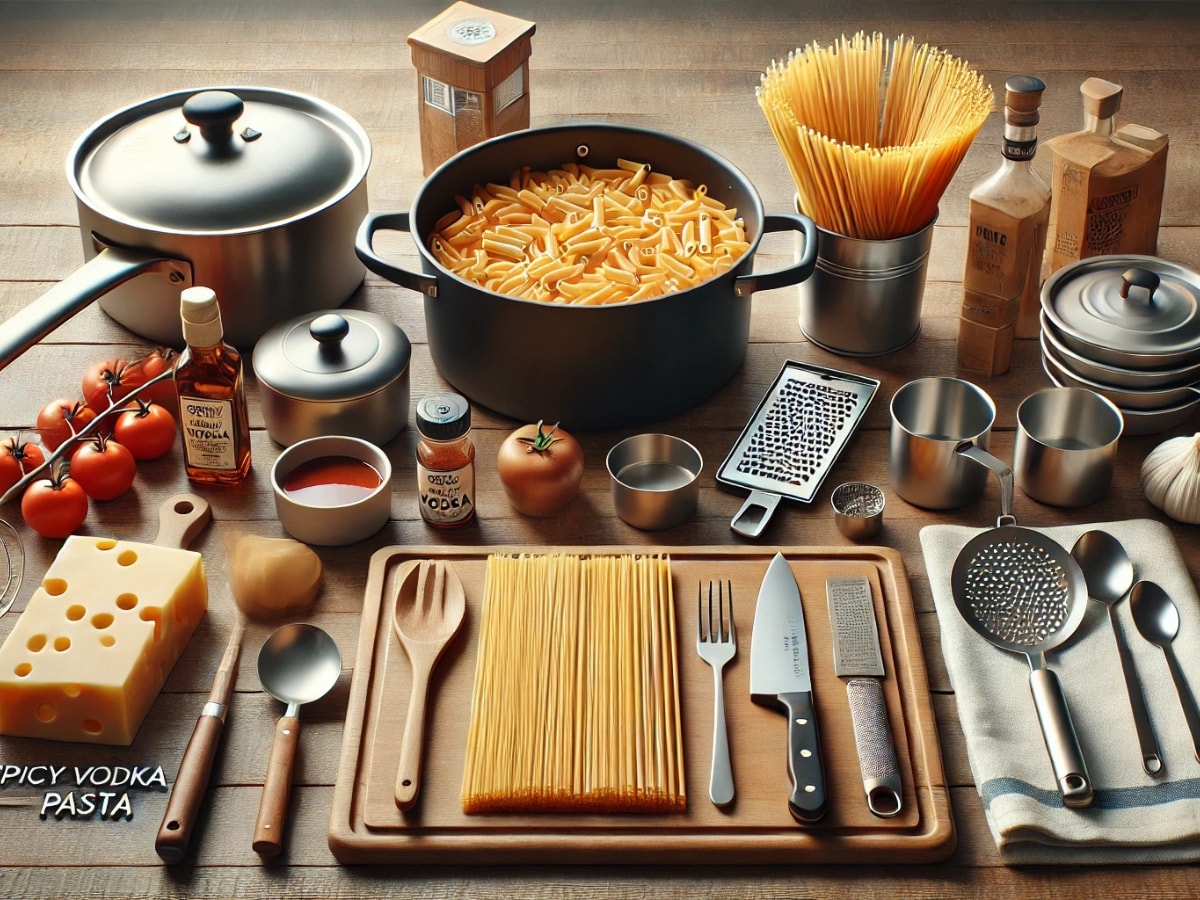 tools to make spicy vodka pasta