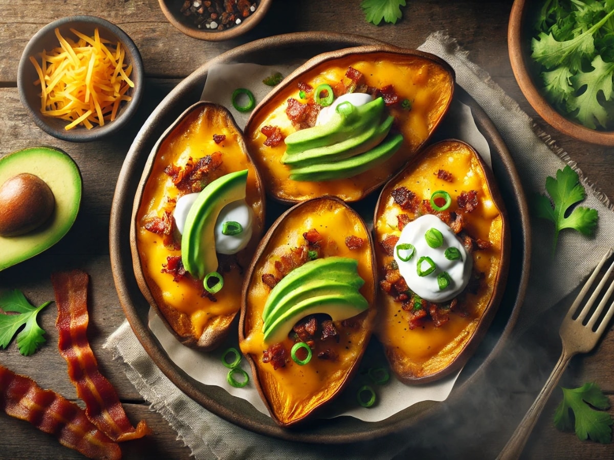 quick loaded sweet potato skins