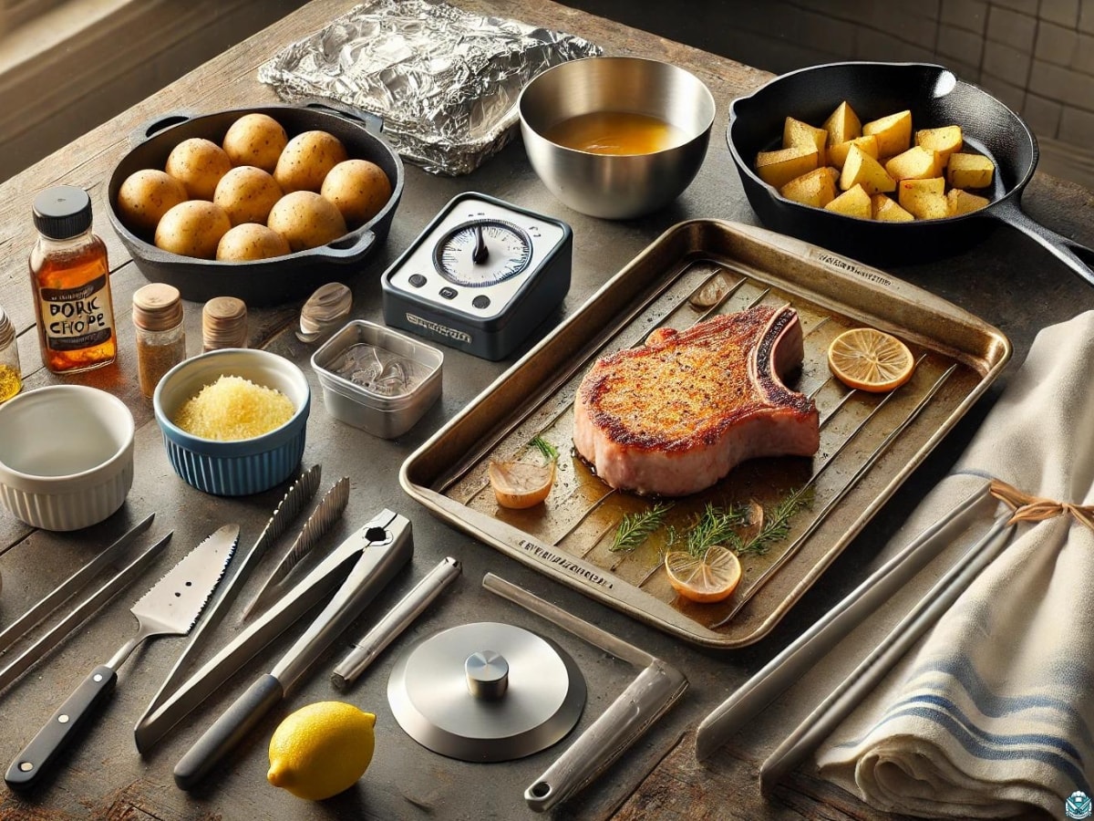 equipment needed to cook pork chops and potatoes