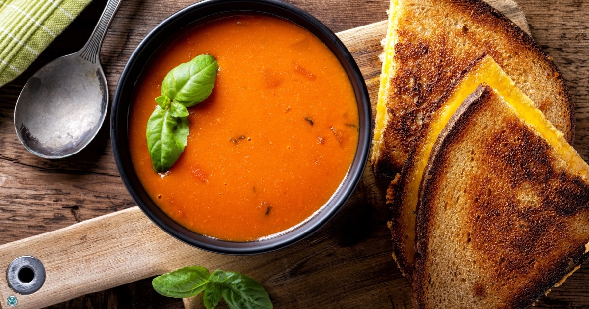 Tomato soup with grilled cheese sandwich