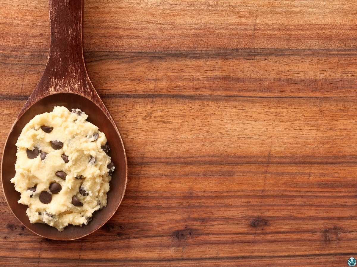 Spoon of edible chickpea cookie dough