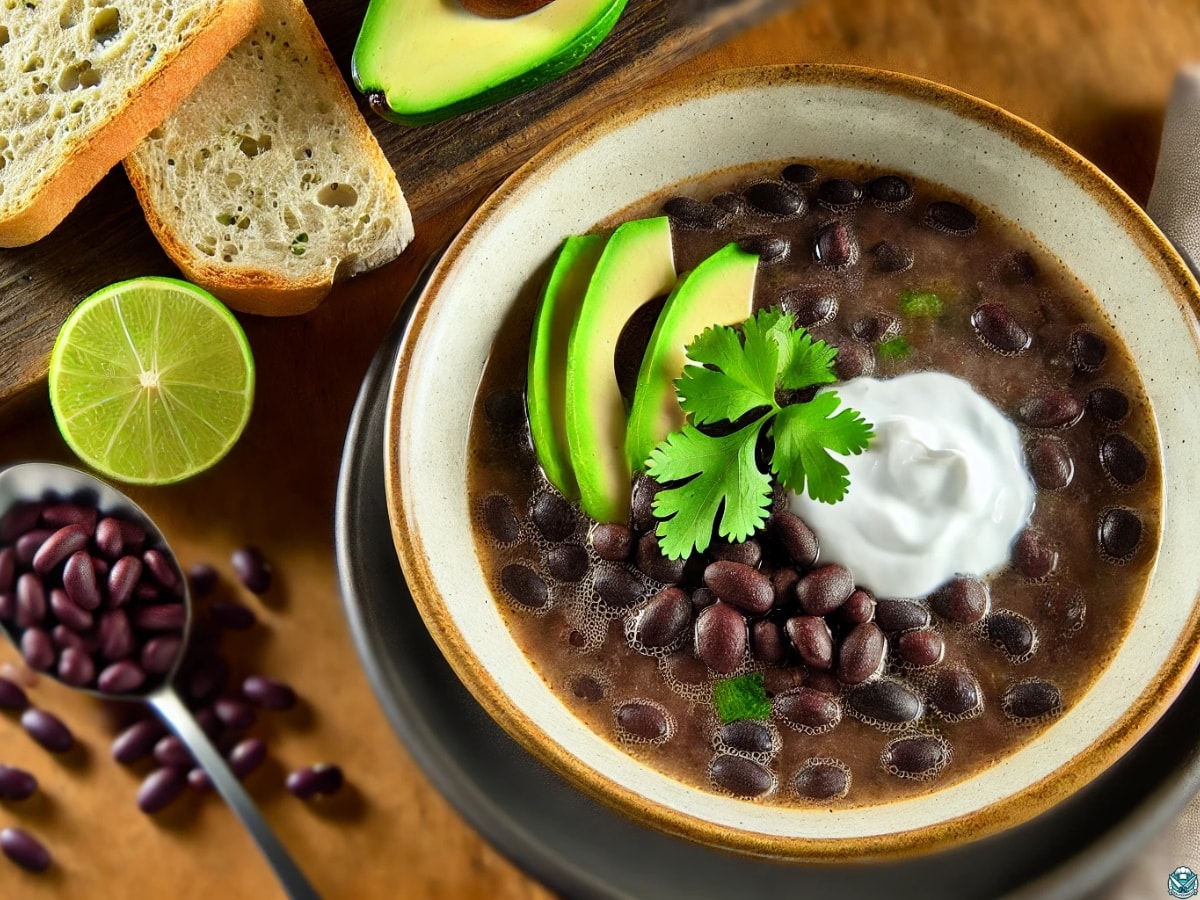 black bean soup and bread