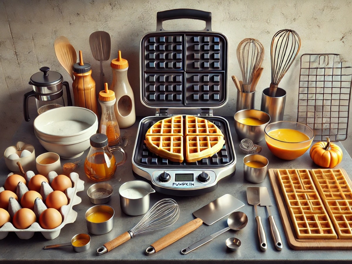 Equipment to make pumpkin waffles