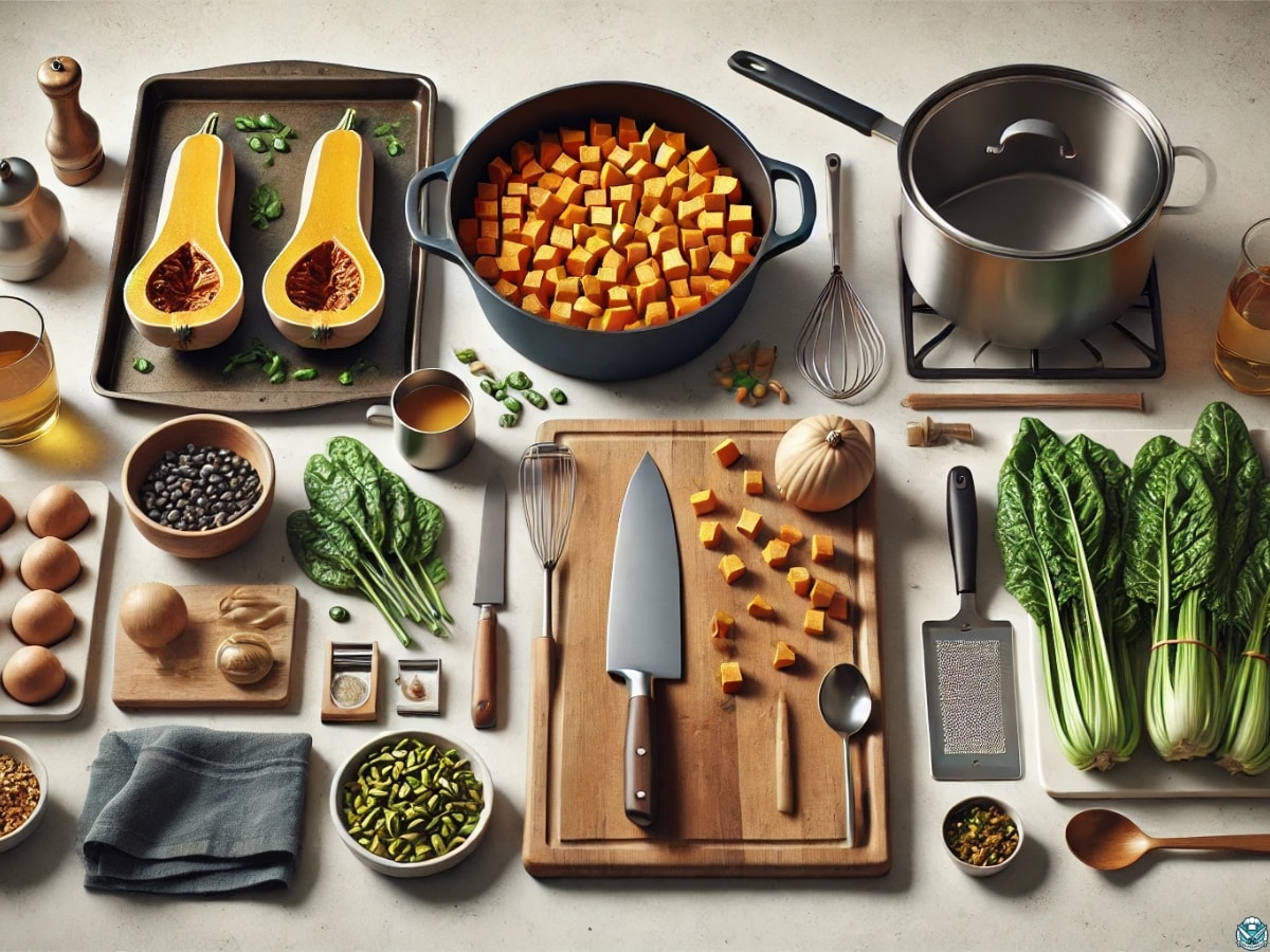 Tools needed to make roasted butternut squash risotto