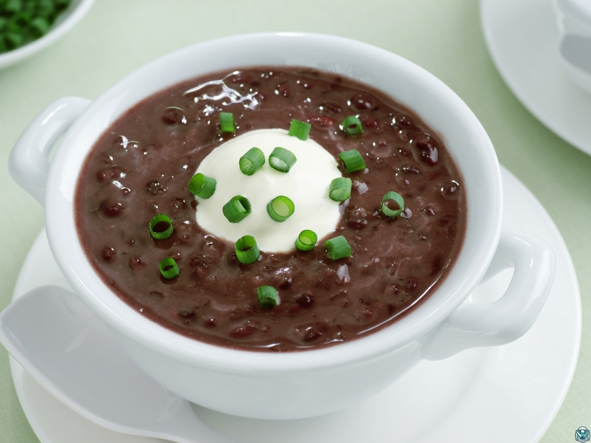 black bean soup bowl