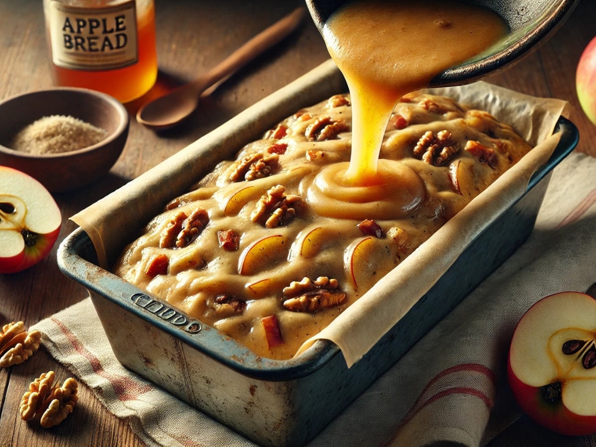 apple bread in loaf pan