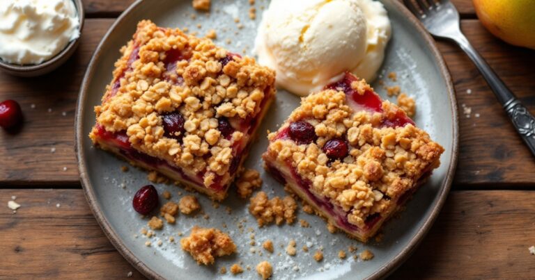 pear and cranberry crumble bars