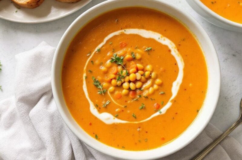 roasted carrot and red lentil soup