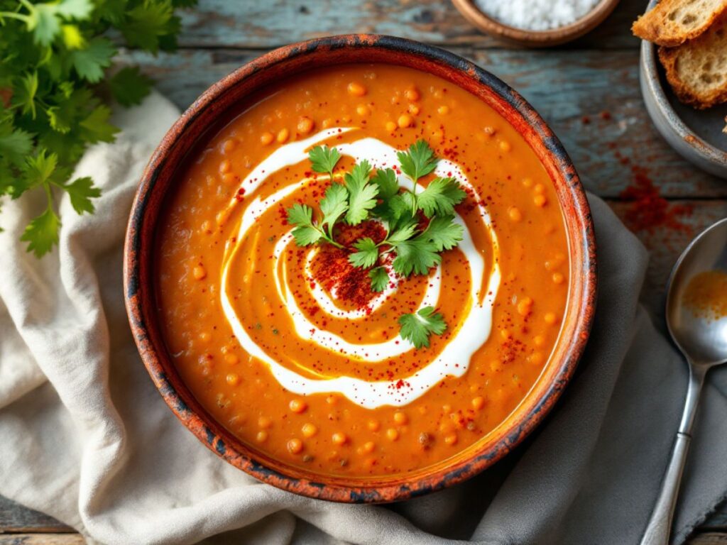 roasted carrot and red lentil soup