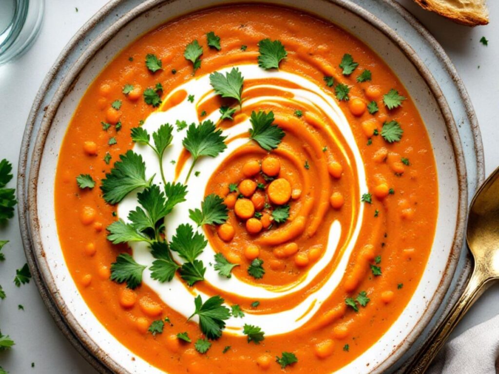 roasted carrot and red lentil soup