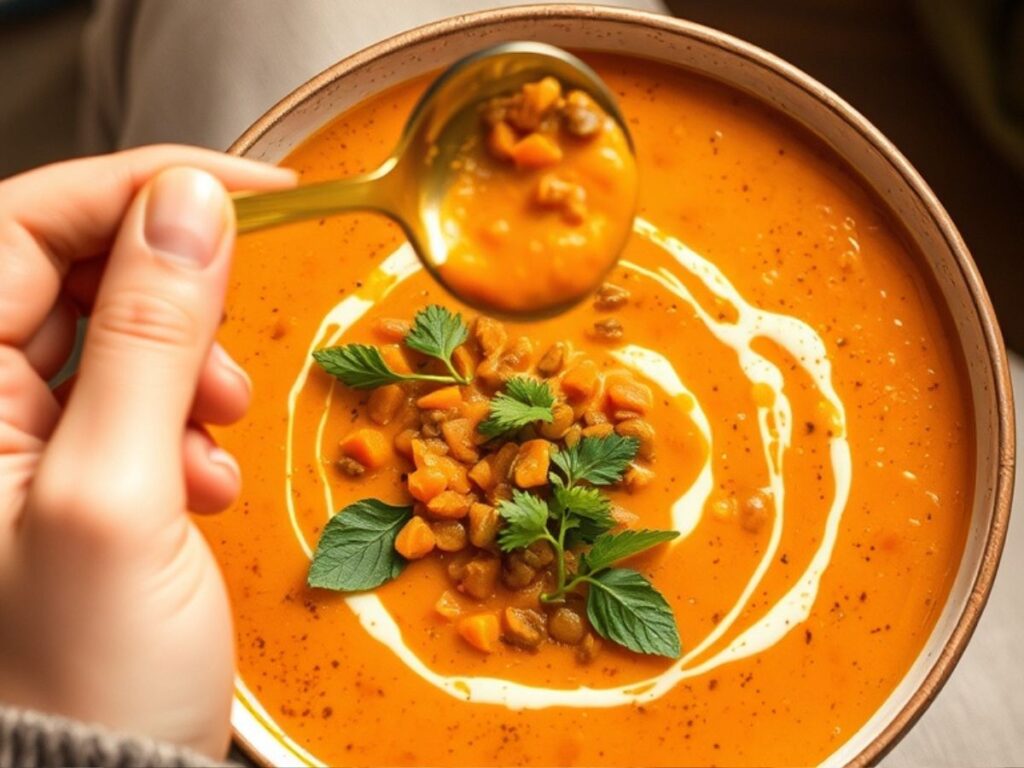 roasted carrot and red lentil soup