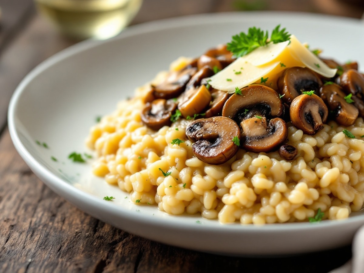 Delicious wild mushroom risotto