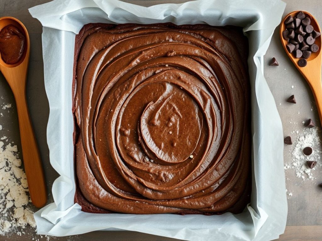 Banana Bread Brownies going in oven