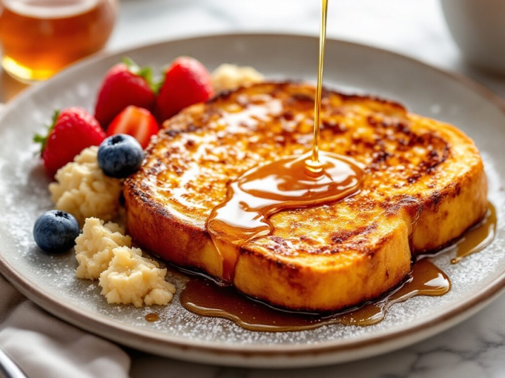 Crème Brûlée French Toast and syrup