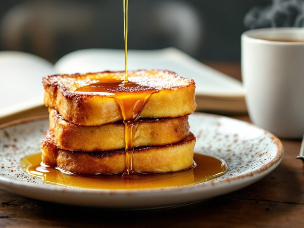 Crème Brûlée French Toast with syrup