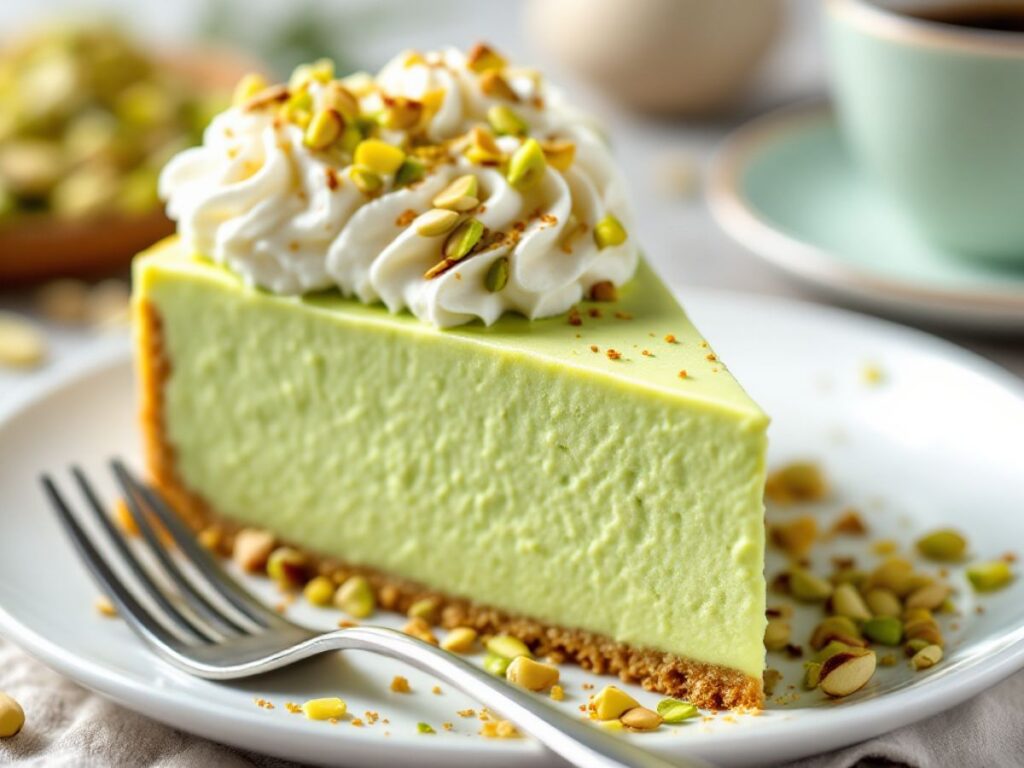 piece of Pistachio Cream Cheesecake