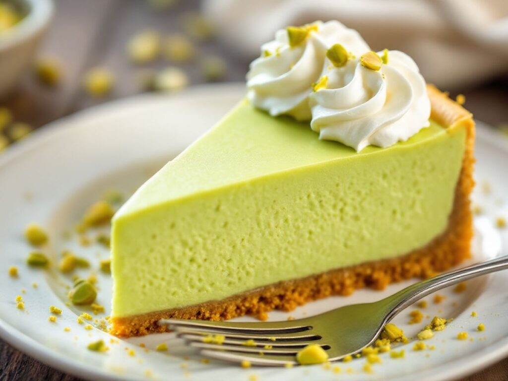 slice of Pistachio Cream Cheesecake