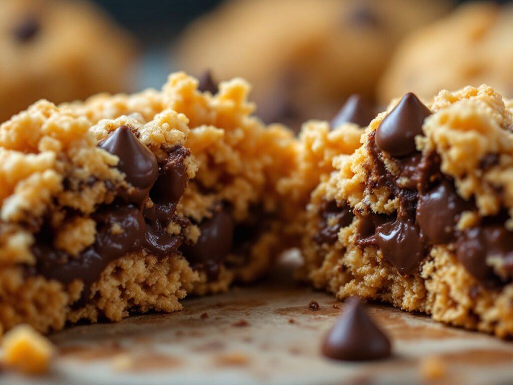 close up shot of Rice Krispie Chocolate Chip Cookies