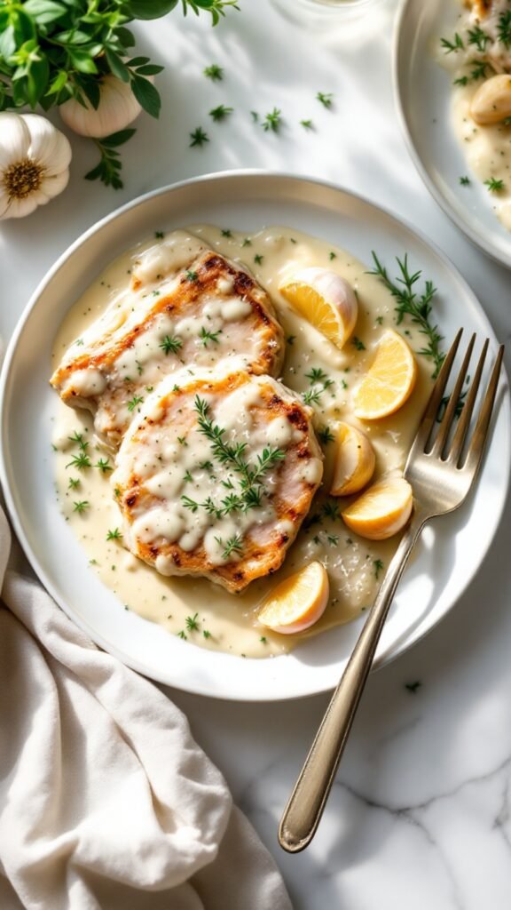 Creamy Garlic Pork Chops recipe